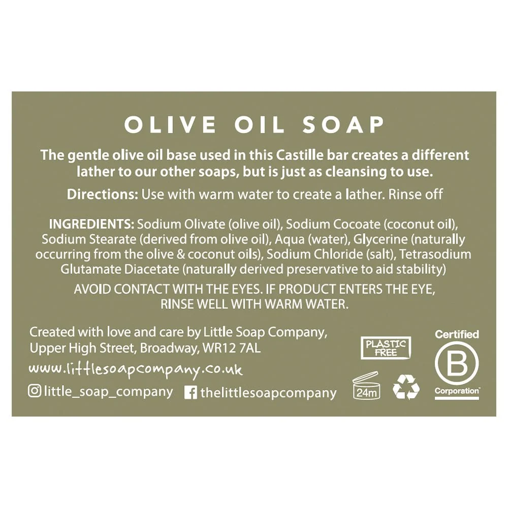 Little Soap Company Eco Warrior Unperfumed Olive Oil Soap Bar 100g - Image 4